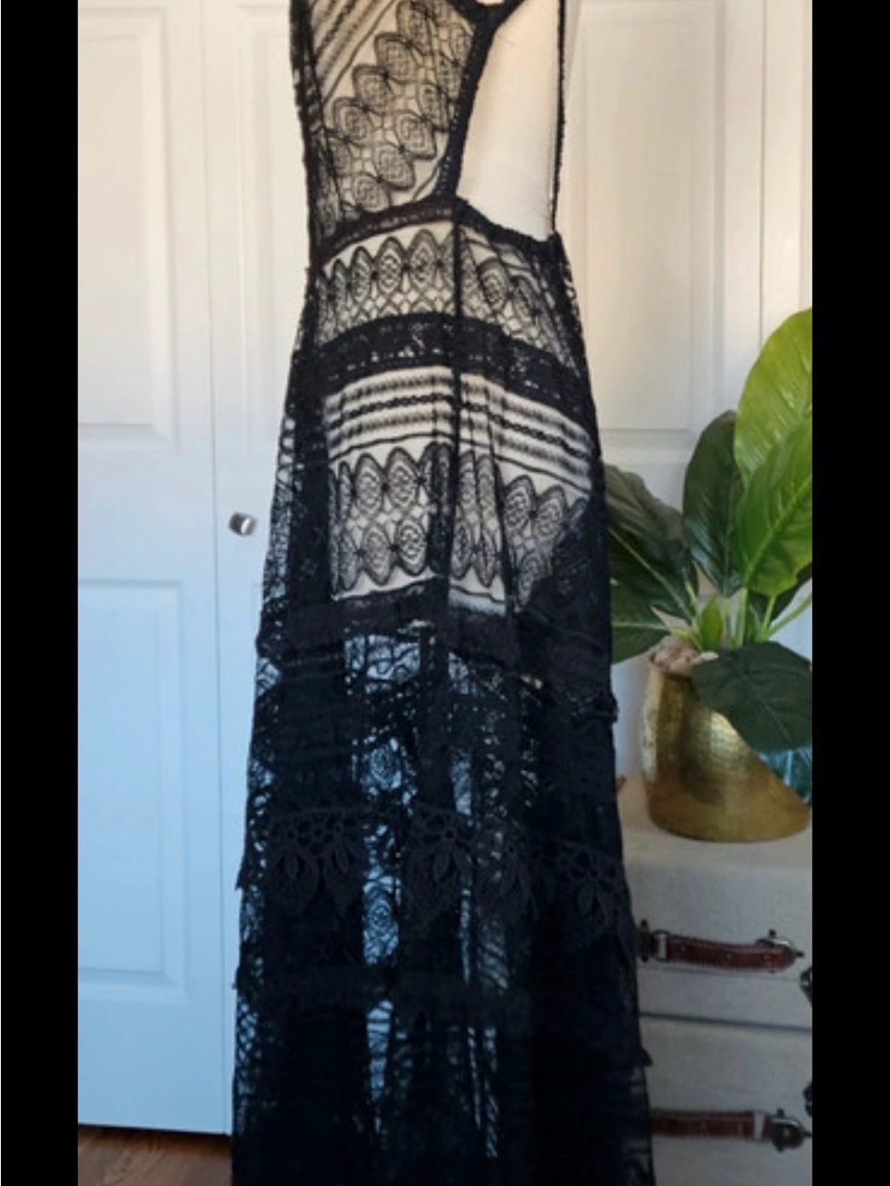 Free People Mitered Meadows Black Lace Maxi Dress - Picture 5 of 15